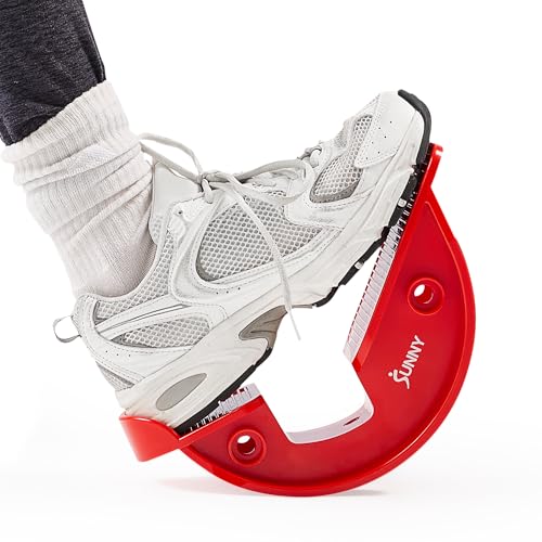 Sunny Health & Fitness Calf Stretcher and Foot Rocker for Plantar Tight Calves Relief Hamstring Ankle Strengthener Facetious Sling Stretch Fighter Stretching Device Mobility - style: Red