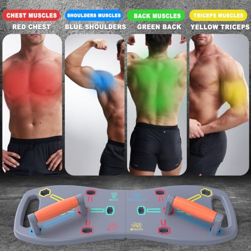 HOTWAVE Push Up Board, Portable Pushup Board for Men, Foldable Push Up Bar | Multifunctional Pushup Handles for Floor, Strength Training Equipment for Home Gym, Suitable for Beginners and Teenagers - color: Grey-Orange