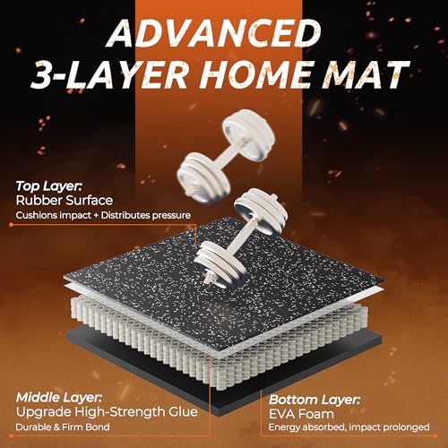 PRAISUN 0.6" Thicker Rubber Top Gym Flooring for Home Gym, 24 Pcs 96 Sq Ft Workout Mats, Exercise Mat, Interlocking Rubber Floor Mats with High Density EVA Foam for Garage, 24 x 24in, Black/Grey - size: 24 Tiles (96 Sq Ft)