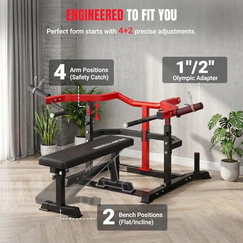 YOLEO 2-Piece Chest Press Machine & Flat Weight Bench, 1100LBS Home Gym Upper Body Machines with Independent Arms & Adjustable Flat Bench