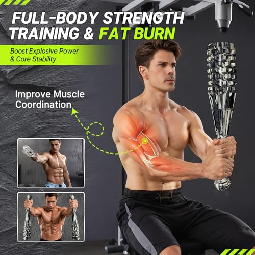 Weighted Mace Club Macebell, 3-in-1 with Built-in Massage Ball & Foam Roller, Full Camouflage Rubber Coated, 4.5-26.5LB for Full Body Strength Training & Post-Workout Muscle Relief - size: 4.5LB