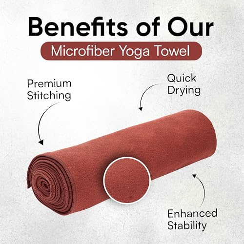 Yoga Mat Towel - Double Sided Microfiber Yoga Towel - Sweat Absorbent Non Slip Hot Yoga Towel - Lightweight, Quick Drying Pilates Towel - 73" x 26", Sedona - color: Sedona