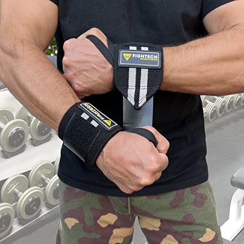 FIGHTECH Wrist Wraps for WeightLifting | 18 inch Professional Grade Lifting Wrist Wraps | Best for Powerlifting Competition, Strength Training, Bodybuilding (Black, 18 Inch) - color: Black