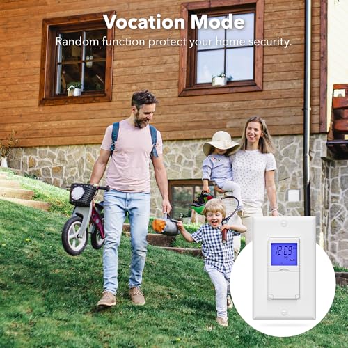 BN-LINK 7 Day Programmable in-Wall Timer Switch for Lights, Digital Light Switch Timer Indoor, Single Pole and 3 Way (Compatible with SPDT) Both Use, Neutral Wire Required, Blue Backlight, ETL Listed - color: Blue Backlight, size: 2 Pack