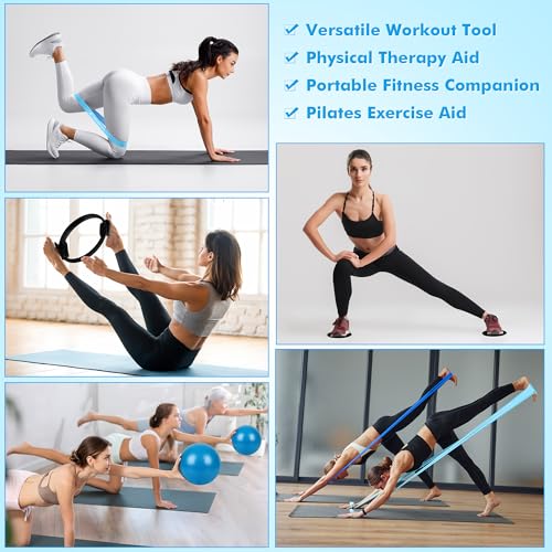 Goocrun Pilates Ring Set Exercise Equipment, with Exercise Resistance Bands Set, Pilates Ball, Sliding Disks. Portable Home Gym - with Fitness Guide Poster - color: Black, size: Basic-level