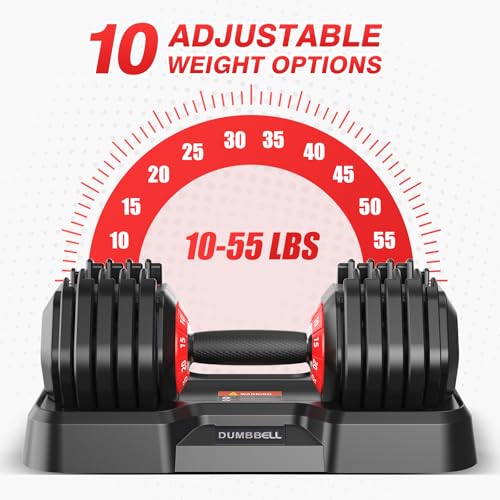 Adjustable Dumbbells Set All in One Free Weights Set for Home Gym | 25/26.5/52.5/55/85lbs Weights Dumbbells Set, 1 Sec Adjust Weights with Anti-Slip Handle for Home Fitness - color: 55lb-pair