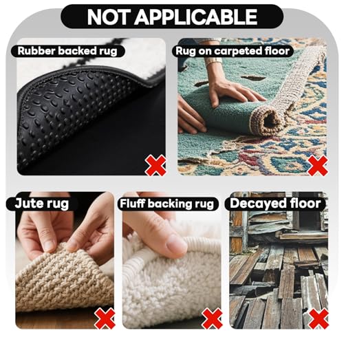 YINTTIAN Rug Non Slip Grippers, 2 x 5 Inch Reusable Carpet Grippers Rug Tape Pads for Hardwood Floors and Tiles, Removable and No Residue on Floor (4) - size: 5 inch- 4 Pcs