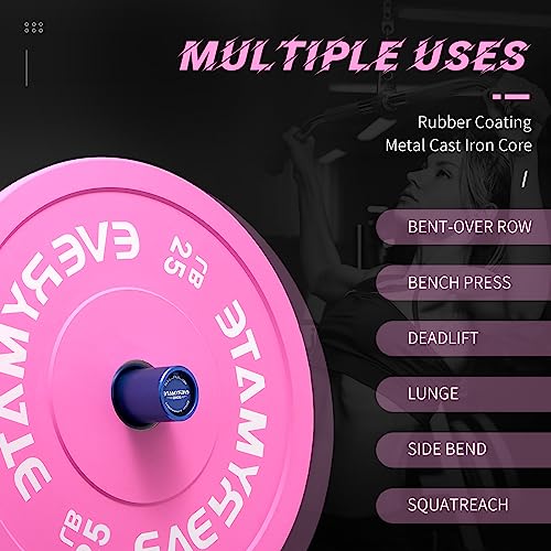 EVERYMATE Change Weight Plates 1.25LB 2.5LB 5LB Set Fractional Olympic Bumper Plates for Cross Training Steel Insert Strength Training - color: 25LBx1, size: Pink