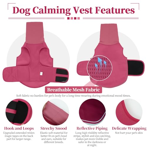 ROZKITCH Dog Anxiety Calming Hoodie, Soft Neck Wound Cover with Long Turtleneck, Breathable Anti-Anxiety Vest for Vet Visits with Adjustable Fit Rosered M - color: RoseRed, size: M