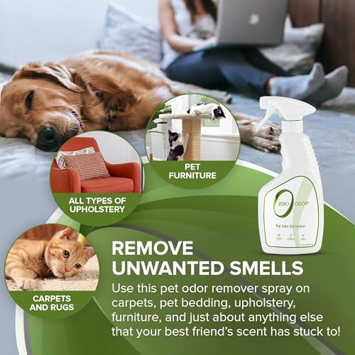 Zero Odor Pet Odor Eliminator, Air and Surface Odor Remover for Carpet, Furniture, and Pet Beds, Trigger Spray, 16 fl oz - size: 16 Fl Oz (Pack of 1)