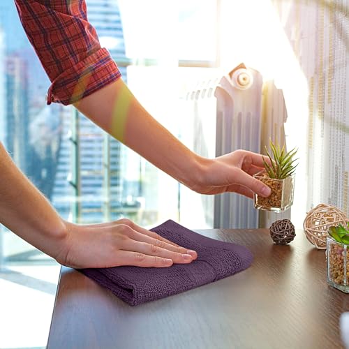 Utopia Towels 12 Pack Premium Wash Cloths Set, 12 by 12 Inches, 100% Cotton Ring Spun, Highly Absorbent and Soft Feel Essential Washcloths for Bathroom, Spa, Gym, and Face, Plum - color: Plum, size: 12 Wash Cloths