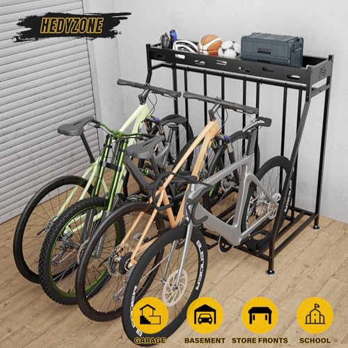 4 Bike Stand Steady Bike Rack Garage with Baskets Storage Indoor Bike Storage Rack Metal Floor Bicycle Station for Parking Suitable for Mountain, Hybrid, Adult and Kids Bikes - style: 4 Bike Stand