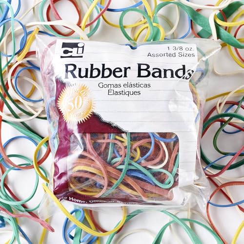 Charles Leonard Rubber Bands, 1 3/8 Ounce Bags, Assorted Sizes/Colors (56385) - color: Multicolor, size: ASSORTED 1 PACK