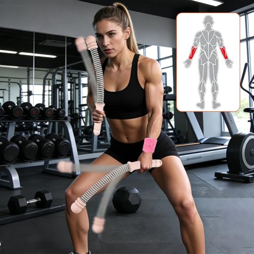 Ropeless Battle-Ropes (2-Pack) Portable Workout Ropes for HIIT Workouts,Cardio & Muscle Training, Low-Impact Training Heavy Duty Arm Exerciser for Strength Training - color: Pink