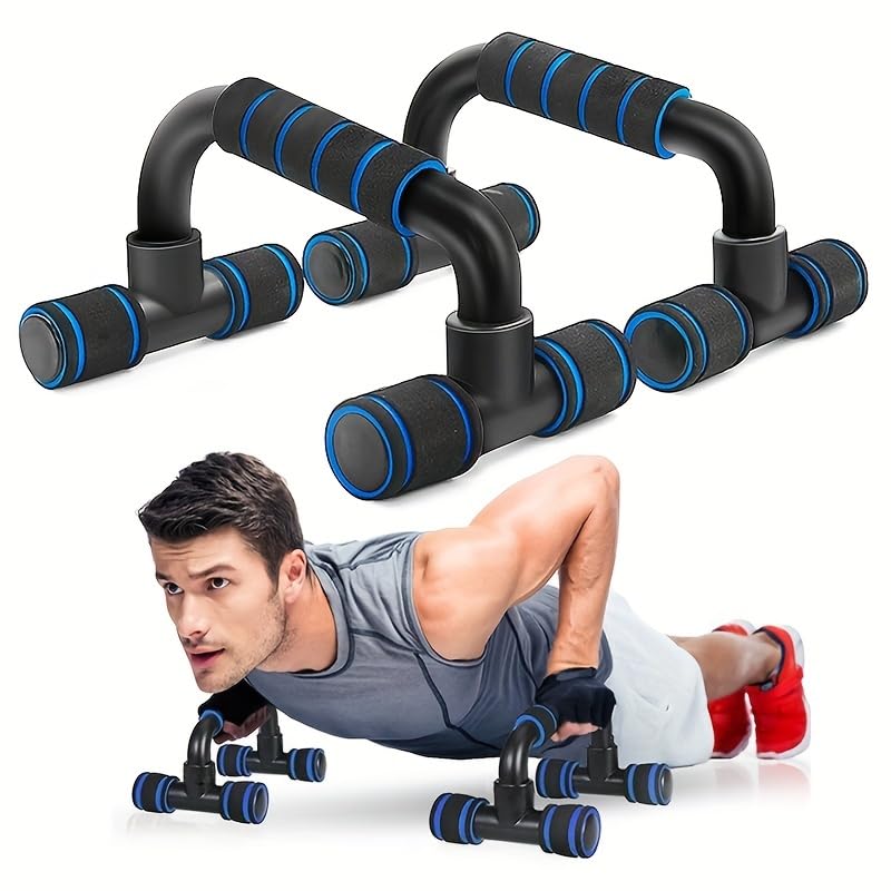 Holiday Gift Home Workout Equipment Push Up Bars - Universal Blue/Red/Green Pushup Rod with Cushioned Foam Grip & Non-slip Design - color: Blue black