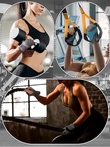 Fourluoo 3 Pairs Weight Lifting Gloves for Men Women, Gym Workout Gloves with Full Palm Protection, Breathable Anti-Slip Fitness Glove for Training, Cycling, Pull-ups, Medium - style: Bright Style
