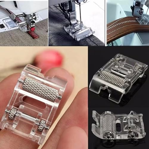 Roller Sewing Machine Feet & Non-Stick Zigzag Teflon Presser Foot Fits for All Low Shank Snap-On Singer, Janome, Simplicity, Brother, Babylock and More Sewing Machines