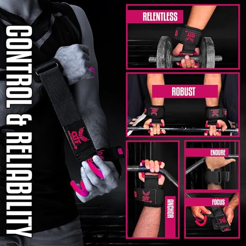Weight Lifting Hooks Lifting Heavy Duty Deadlift Wrist Straps Men and Women Pull Ups Powerlifting and Gym Workouts grips - color: Pink-Barber, size: Barber-Hooks