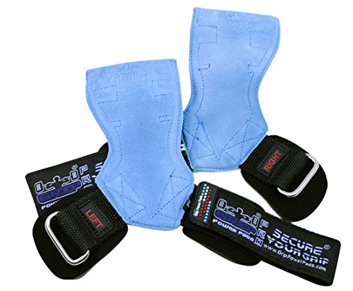 Lifting Grips PRO Weight Gloves Heavy Duty Barbell Gymnastics Straps Alternative to Power Hooks Deadlifts Adjustable Neoprene Padded Wrist Wrap - color: Blue Nubuck Leather, size: Medium 6.50"-7.50" Standard Wrist Size