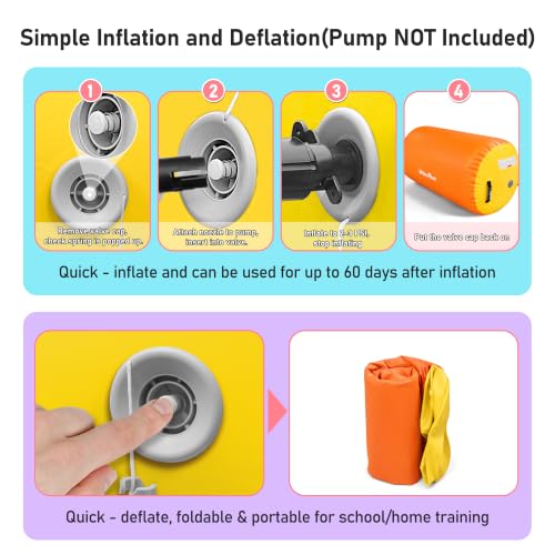 Gymnastic Air Barrel, Inflatable Tumble Track, Tumbling Mat, Roller Octagon Trainer for Back Handspring and Back-bend for Home, Gym, No Pump - color: orange-yellow, size: 3.3'L x 2'D，nopump