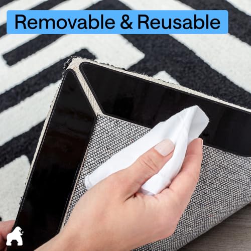 GORILLA GRIP® Rug Gripper Pads, 24 pc Reusable Double-Sided Stickers Keep Area Rugs Corners Flat, Grips Hardwood, Tile and Laminate Floors, Renter Friendly, Holds Down Carpet in Place, Home Décor