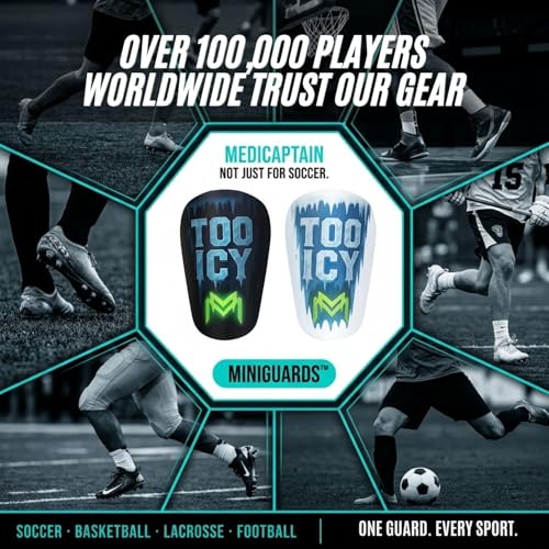MediCaptain MiniGuards - Mini Shin Guards for Soccer Players - Tiny Shin Pads for Men, Women, Teens - Miniature Shin Guards 3.9 x 2.4 inch - Perfect for High Level Soccer Athletes - color: Too Icy