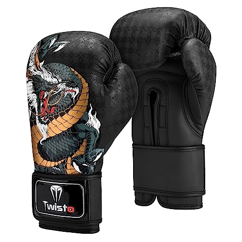 Twisto Boxing Gloves S6 - Pro Training & Sparring, Maya Hide Leather, Muay Thai, MMA, Kickboxing, Men, Women, Adults, Heavy Punching Bag, Focus Mitts, Pads, Gym Workout, 10oz 12oz 14oz 16oz - size: 10 oz, style: Hydra