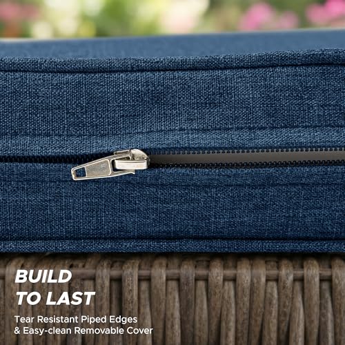 Outdoor Chair Cushions, Water-Resistant & Fade-Resistant, Patio Furniture Square Seat Replacement Chair Pads with Ties, Removable Cover, Non-Slip Bottom, Set of 4, 18x18 Inch, Navy Blue - color: Navy Blue, size: 18" x 18" 4 Pack