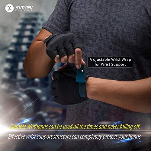 SIMARI Breathable Workout Gloves for Men and Women, Padded Weight Lifting Gloves with Great Grip, Full Palm Protection for Gym Training, Cycling, Weightlifting, Exercise, Crossfit, Climbing - color: 1a-Iron Black, size: X-Large