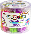 Cra Z Art Cra-Z-Loom Ultimate Tub 8000 Latex Free Rubber Bands and 100 “S” Clips for Making Crafts in Bold and Bright Colors, multi