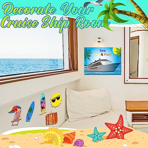 Kanayu 6 Pcs Sun Cruise Door Decorations Magnetic Large Ship Decorations Magnets Anchor Cruise Decor Car Fridge Magnet Decal for Carnival Stateroom Door - style: Sun