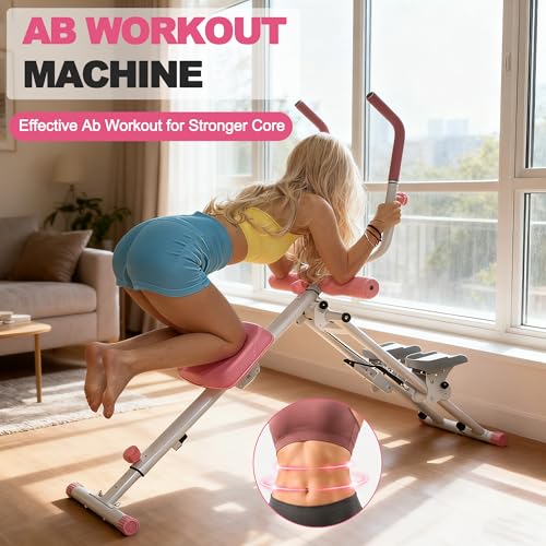 KINMAC 2 in 1 Stair Stepper & Ab Workout Machine - Multi-Function Trainer-Upgrade High-Efficiency Stairmaster & Ab Trainer Machine Full-Body Exercise Equipment for Home Gym Exercise - color: White Pink