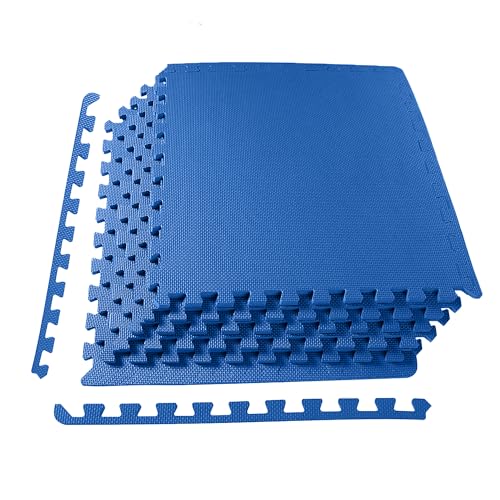 Elevon Puzzle Exercise Gym Flooring Mat, EVA Interlocking Foam Tiles Workout Mat for Home Gym, Fitness Equipment, MMA, Gymnastics, Shock-Absorbing Exercise Mat, Multi-Color - color: Blue, style: 1/2"Th, 6 Tiles (24 Sq Ft)