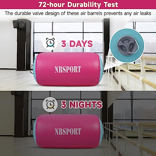 Air Barrel - Air Roller Gymnastics Barrel for Back Handspring Trainer, Air Tumble Mat with Pump for Gym Training/Yoga Balance Exercise/Cheerleading/Home and Outdoor Use - color: Pink+Green, size: 47.2x29.5inch
