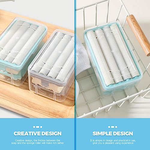Ciieeo Soap Box with Foaming Roller Soap Dish Holder 4.80 Inch for Bathroom Kitchen Bar Storage Keeps Dry and Clean