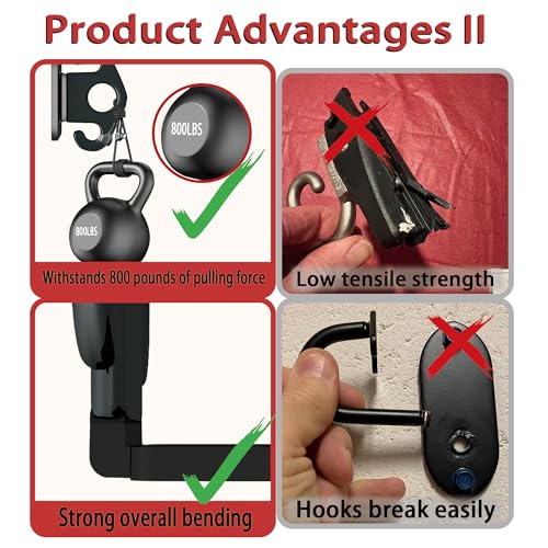 4 PCS Resistance Band Wall Anchors, Exercise Band Wall Anchor, Gym Wall Hooks for Resistance Bands, Workout Wall Mount Anchor for Physical Therapy and Small Space Home - Black - color: Black