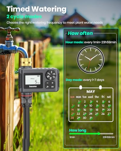 2 PCS Water Timer with Brass Inlet, Water Sprinkler Timer with Rain Delay/Manual/Automatic Drip Irrigation and Lawn Watering System for Yard - size: 1 Outlet