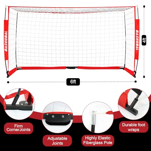 BaseGoal Soccer Goal,Soccer Net,Soccer Goals for Backyard,with Bow Frame,Collapsible Metal Base and Agility Ladder - style: 6X4 FT