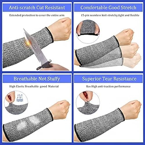 Sintege 3 Pairs Arm Protectors for Thin Skin and Bruising Cut Resistant Forearm Sleeve Level 5 Arm Burn Protection Sleeve (Grey,7.9 Inch) - color: Grey, size: 7.9 Inch