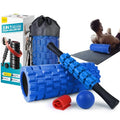 Krightlink 5 in 1 Foam Roller Set for Deep Tissue Muscle Massage, High Density Trigger Point Fitness Patented Exercise Foam Roller, Massage Roller, Massage Ball, Resistance Band, for Whole Body - color: Deep Blue