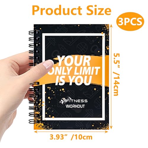 3 PCS Fitness Tracker Journal Portable Workout Notebook 90-Day Exercise Planner for Record Your Daily Progress 5.5 x 3.93 inch