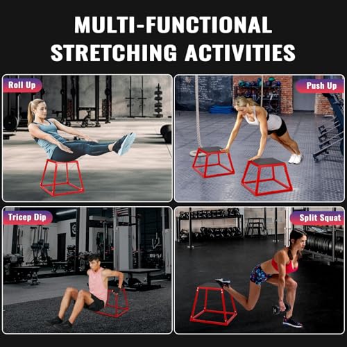 Plyometric Jump Box, Jumping Trainers Heavy-Duty Steel Plyo Boxes with Rubber Pad for Home Gym, Jump Platforms Step Up Box, Conditioning Strength Training 12"/18"/24"/30" - size: 12+18+24+30 Inch