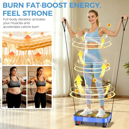 Vibration Plate Exercise Machine Vibration Plate for Lymphatic Drainage Weight Loss,Muscle Activation Fat Burner for Women Men,250 Speeds Shake Plate,Whole Body Exercise Equipment - color: Blue
