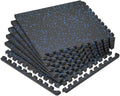 SUPERJARE 0.79'' Extra-Thick Exercise Equipment Mats, 6 Pcs 24 Sq Ft Rubber Top Floor Tiles with High Density EVA Foam, Interlocking Gym Flooring for Home Gym, Protective Workout Mat, Black/Blue - size: 6 Tiles (24 Sq Ft)