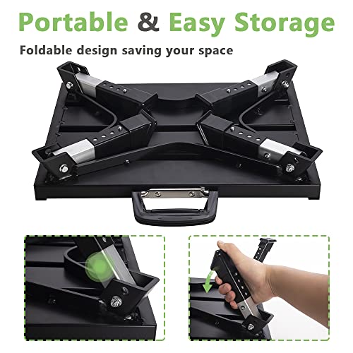 Aluminum RV Steps, 4-Level Adjustable Folding Step Stool with Non-Slip Rubber Feet, Non-Slip Fluorescent Strip Platform Rv Accessories - Black - color: Black