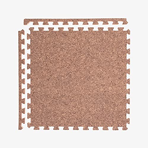 IncStores Premium Soft Wood Print Foam Flooring Tiles | Interlocking Foam Tiles for Home, Gym, Training and Yoga | 3/8 and 5/8 Inch - color: 5/8" - Cork, size: 48 Sq Ft