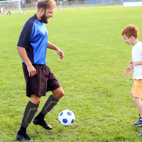 Shin Guards Soccer Kids Youth, Adult Shin Guards with Honeycomb Padding，Breathable & Anti-Slip Calf Compression Sleeves - color: Black Blue, size: X-Small