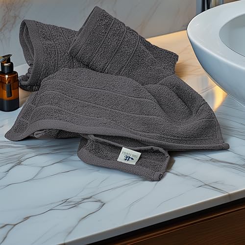 Tens Towels Pack of 6 Hand Towels, 100% Cotton, Lighter Weight, Quick to Dry, 16 x 28 Inches, Super Soft & Absorbent, Perfect for Bathroom & Kitchen, Dark Grey - color: Dark Grey
