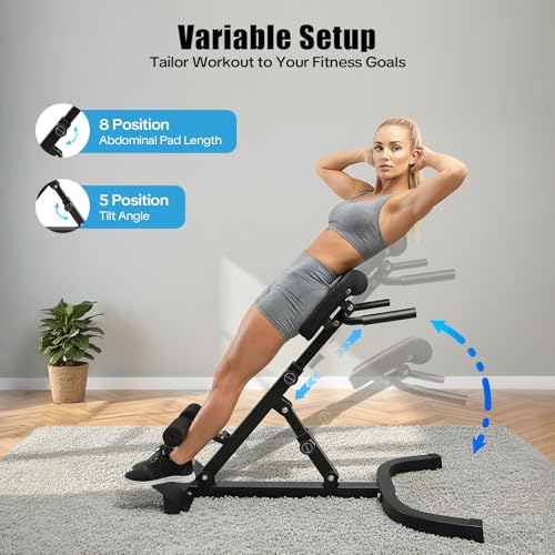 Back Extension Bench, 330 Lbs Weight Capacity, Back Exercise Equipment, Roman Chair Back Extension, Foldable Workout Bench Machine for Home