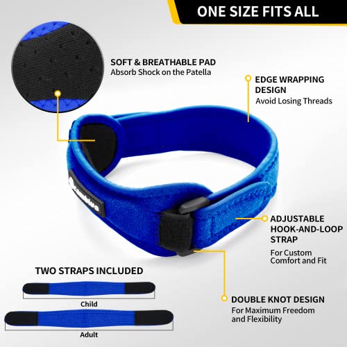 CAMBIVO 2 Pack Patella Tendon Knee Straps, Knee Brace for Women & Men with Extra Straps, Patella Bands for Pain Relief, Osgood Schlatter, Jumper’s Knee, Tendonitis, Running, Basketball, Volleyball - color: Royal Blue